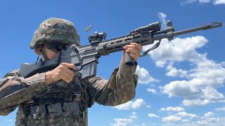 Shooting my Daewoo K2 rifle in full South Korean infantry kit
