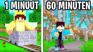 1 MINUUT vs 60 MINUTEN ACHTBAAN Bouw CHALLENGE! (Minecraft)