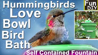 How To Make Hummingbird ENDLESS Water Fountain BOWL Bird Bath EASY Solar Powered TOTALLY PORTABLE