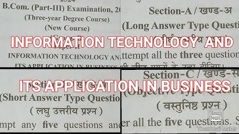 MJPRU|B.COM|PART3| Last YEAR QUESTION PAPER |INFORMATION  TECHNOLOGY AND ITS APPLICATION IN BUSINESS