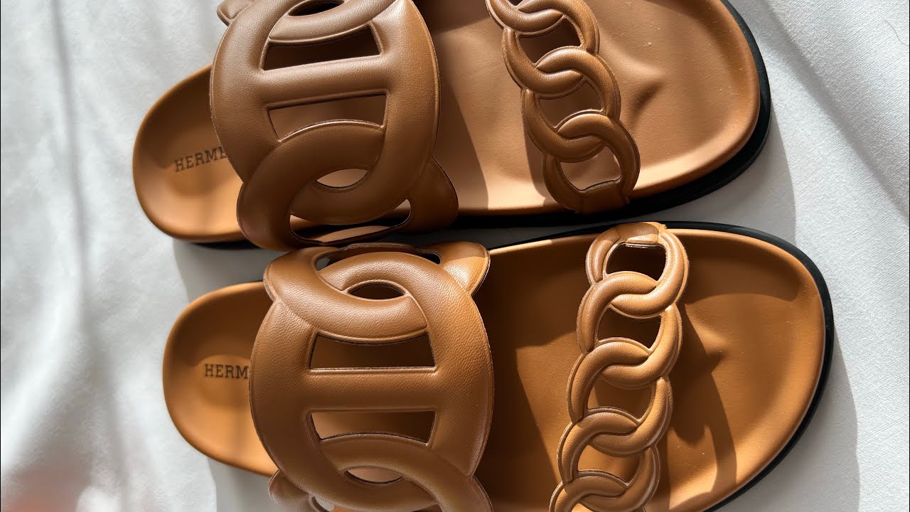 エレガントな印象を【HERMES】extra サンダル Unboxing HERMES EXTRA SANDAL SANDALS IN NATURAL COLOR - YouTube