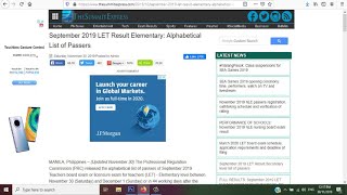 LET RESULT SEPTEMBER 2019 LATEST UPDATE LINK