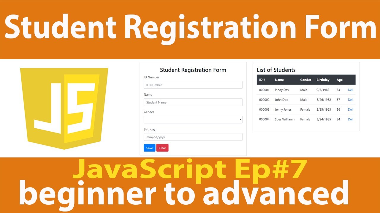 EP#7 - How to build a Student Registration Form UI. Learn the DOM ...