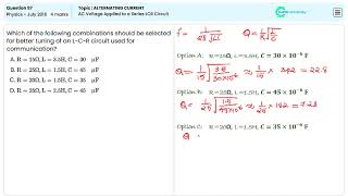 NEET 2016 Physics Q97: AC Voltage in Series LCR Circuit Explained for Physics Exam