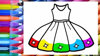 Drawing and Coloring a Colorful Dress for Princess | Easy Drawing for Toddlers & Kids