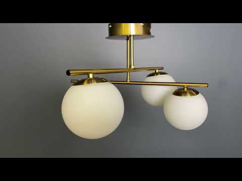 Бронзова стельова сучасна люстра на 4 плафони (52-9801-4 BRZ+WH), видео 1