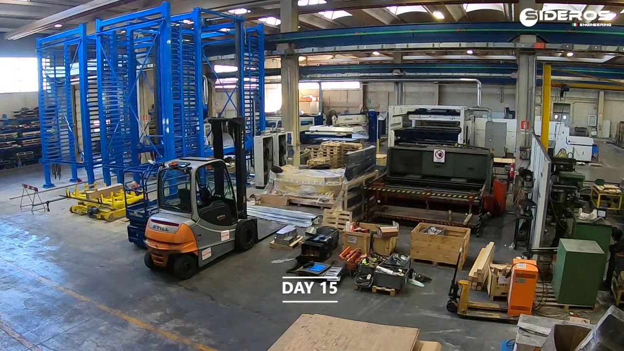 Sheet Metal Vertical Storage - Sideros Engineering - INSTALLATION TIME LAPSE - 120 drawers, 4 Towers
