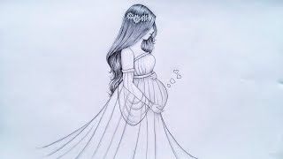 How to draw a pregnant girl - step by step || pregnant women drawing || drawings ||