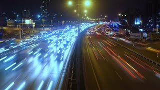 Time Lapse City Highway At Night Stock Video