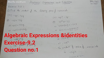 Exercise 9.2 Question no.1-Algebraic Expressions & Identities-8th class-ncert