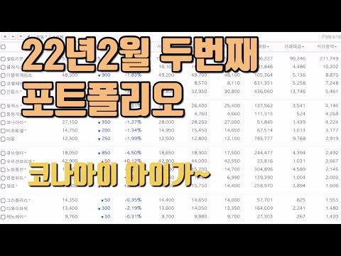 코나 아이 주가 New 22년 2월 두번째 포트폴리오~ #코나아이 #지역화폐