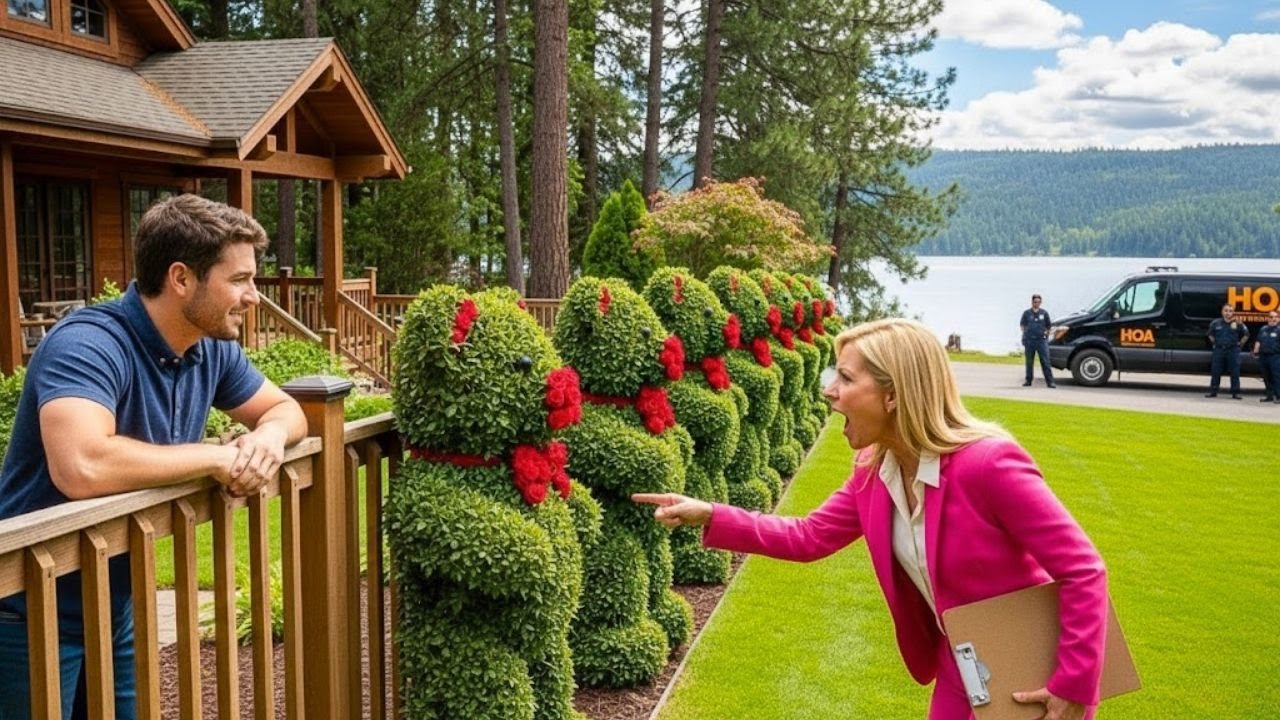 Karen Said My Rose Bushes Were Aggressive, So I Had Them Shaped Into Giant Smiling Teddy Bears!