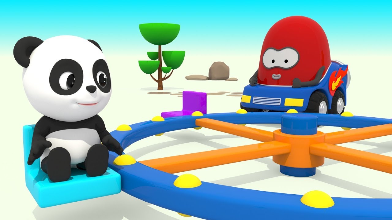 Baby Panda and Spider Car Ride on the Сarousel | Cartoon For Kids - YouTube