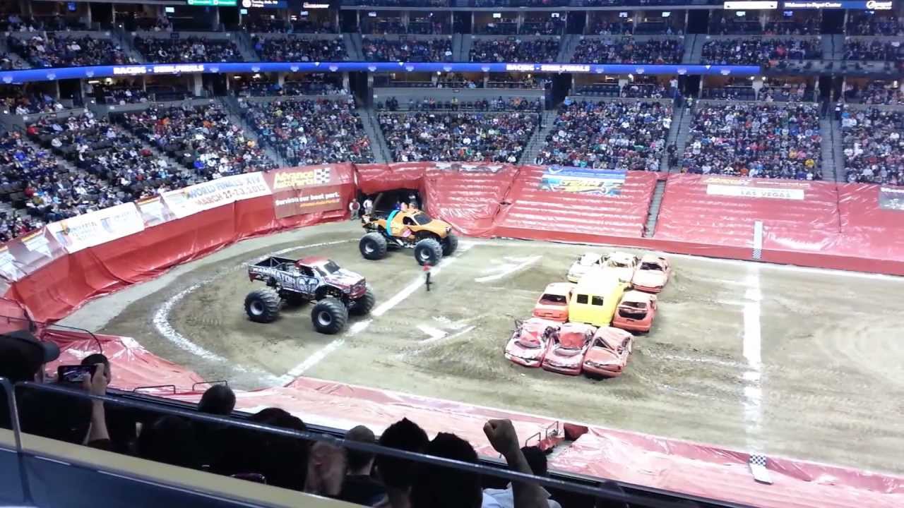 Raminator vs Scooby Doo monster trucks race Monster Jam Denver 2013