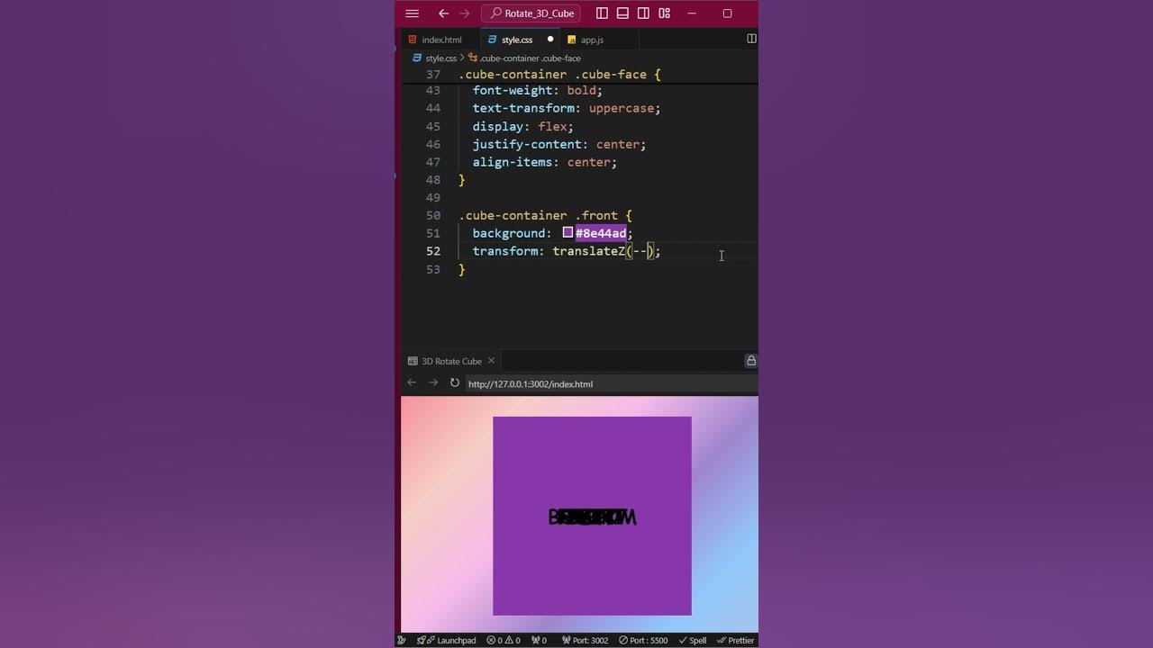 🟪 How to Create a 3D Rotating Cube with HTML, CSS, and JavaScript ...