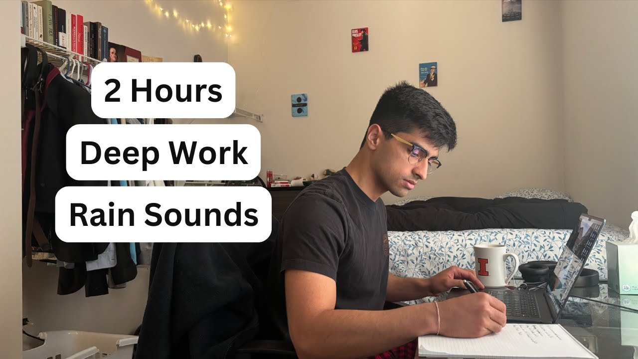 Study with me live for 2 hours | Rain sounds and no music | Deep work ...