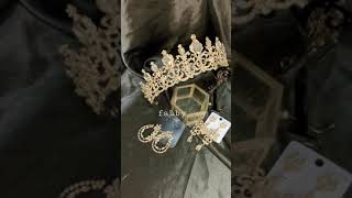 Royal golden crown tiara hair accessories, діадема корона півколом золотого кольору Шампань тіара