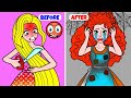 Paper Dolls Dress Up - Rainbow Rapunzel Talent Beauty Dress - Barbie Story & Crafts