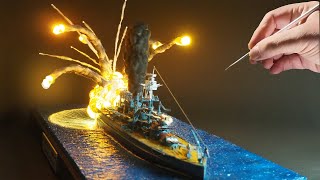 DIORAMA of the USS ARIZONA explosion at Pearl Harbor \/ WRECK diorama \/ How to make\/ DIY
