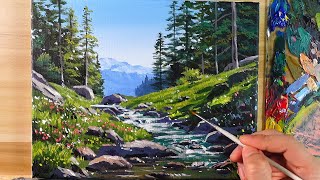 How to Paint Water Stream Landscape / Acrylic Painting / Correa Art by Correa Art 7,982 views 1 month ago 15 minutes