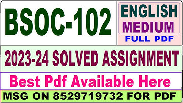 bsoc 102 solved assignment 2023-24 || bsoc 102 solved assignment 2024 in English || ignou bsoc 102
