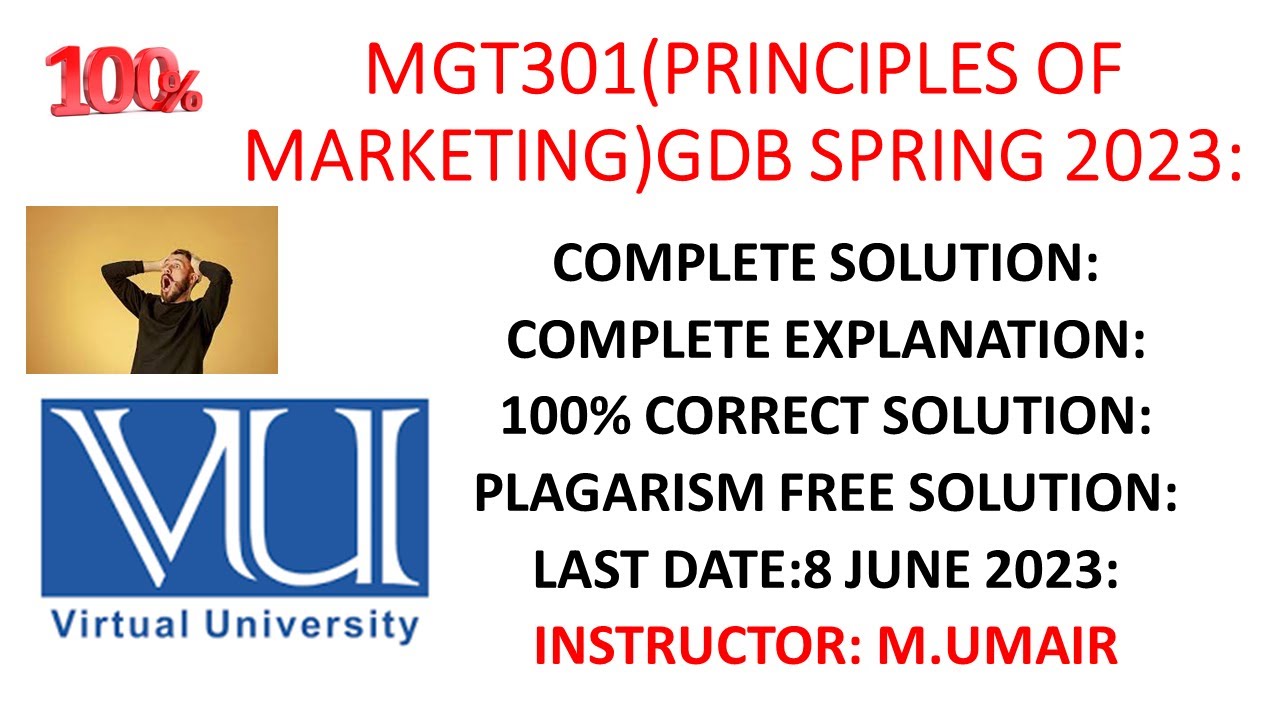 principles of marketing (mgt301) spring 2023 assignment no. 1