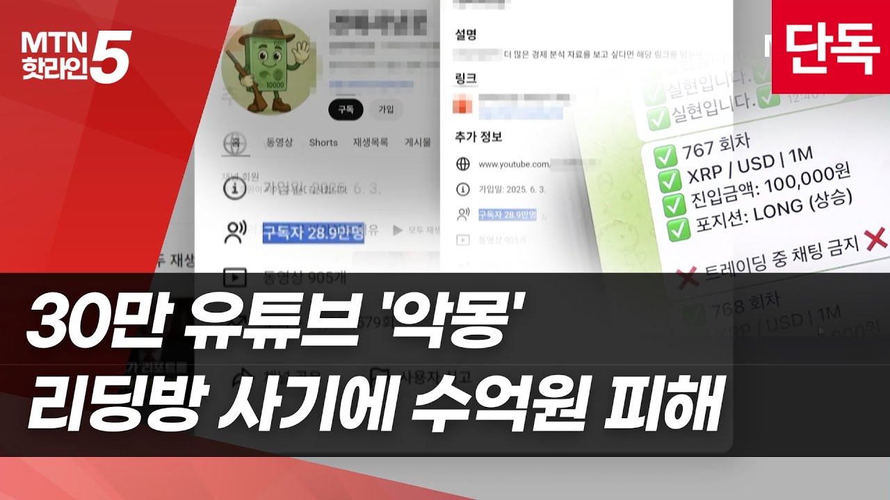 [단독] 30만 유튜브 '악몽'…리딩방 사기에 수억원 피해 / 머니투데이방송 (뉴스)