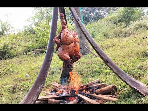 Cooking Grilled Butter Chicken Roast In Our Village Farm / Food Money Food