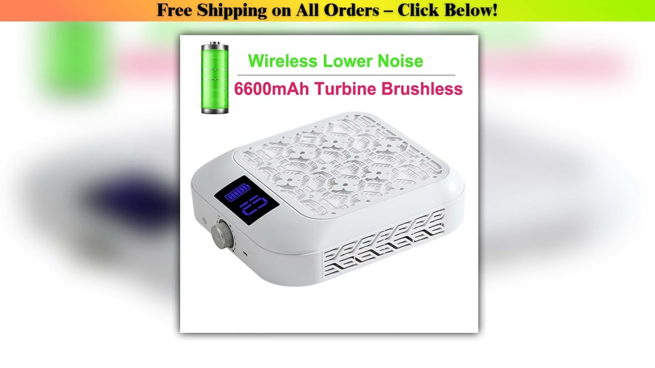 Brushless Turbine Nail Dust Collector with LED Display Adjustable Speed Portable Nail Vacuum
