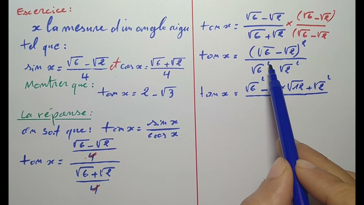 Exercice Math 3eme Cosinus Sinus Tangente