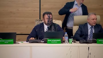 Georgia election chief doused in paint after divisive parliamentary vote