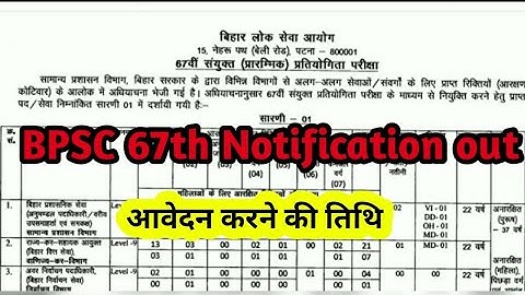 bpsc 67th notification | 67th bpsc vacancy | 67th bpsc 2021