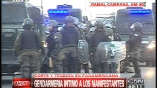 C5N - TRANSITO: GENDARMERIA INTIMO A LOS MANIFESTANTES EN LA PANAMERICANA