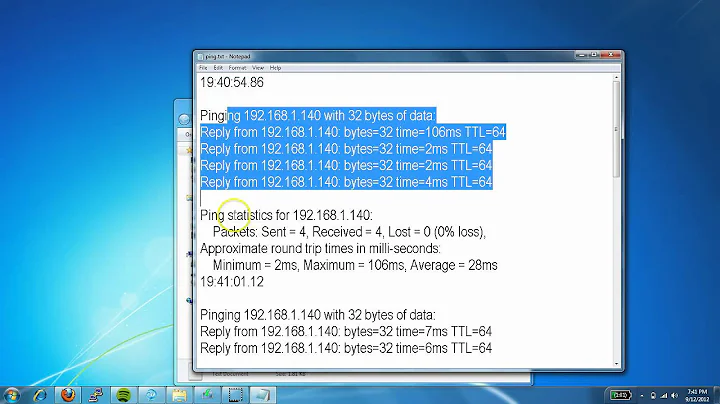 Batch Script: Infinite ping and time stamp