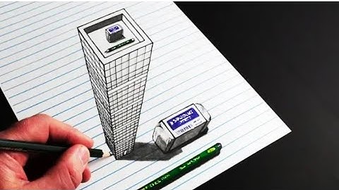 How to draw Trick art 3D building on line paper (720×1280)