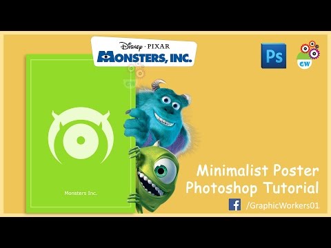 Minimalist Poster Photoshop Tutorial | Monsters Inc | Disney&#;s Pixar | Graphic Designing