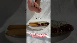 Six Toes smashes crunchy desert sticks #asmr #foodie #food #feet