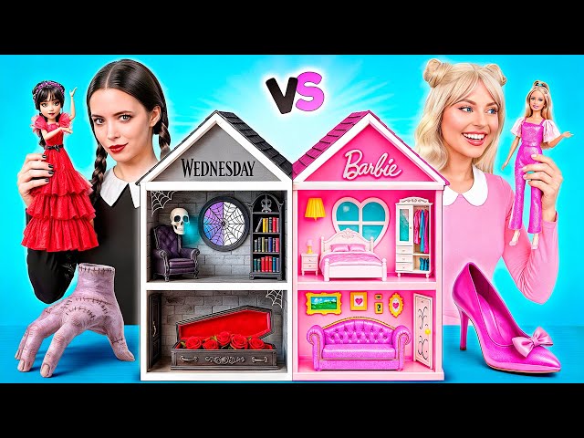 We Build Amazing Doll House | Wednesday vs Barbie Challenge by