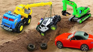 Mini tractor transporting | Radha Krishna Trolly | Making Rescue Police Car and Construction Bridge
