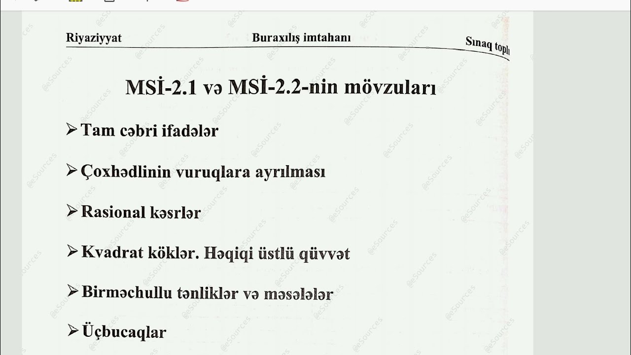 Izə Buraxılış sinaq MSI 2.1