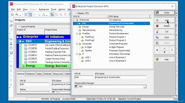 Creating an Enterprise Project Structure   EPS Primavera P6
