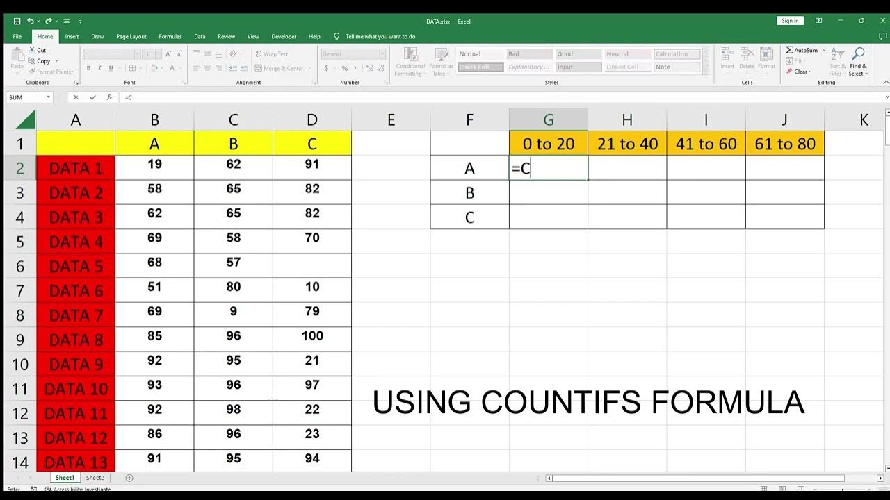 EXCEL SHEET RANGE CALCULATION IN SERIES excel formulas countifs 