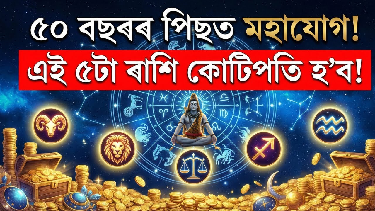 Maha Shivratri 2026: ৫০ বছৰ পিছত বিৰল সংযোগ! ৫ ভাগ্যশালী ৰাশি হ’ব কোটিপতি ✨