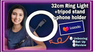 32Cm Ring Light With Tripod Stand And Phone Holder Unboxing Set Up Review Janine Ortiz