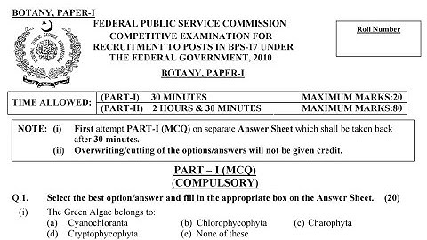 CSS PAST PAPERS - 2010 - BOTANY - OPTIONALLY SUBJECT  (GROUP 5)