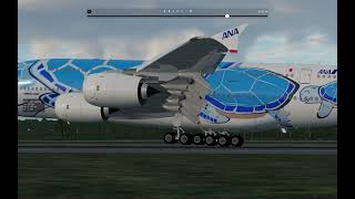 X Plane 12 A380 ( Honu ) Butter Landing at Runway 16L at Narita Airport.