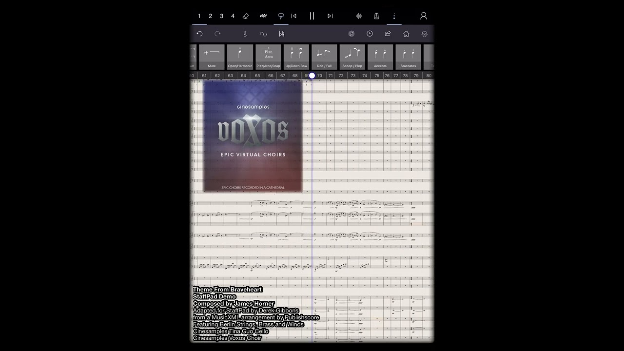 StaffPad Demo Braveheart Theme. Featuring Cinesamples and Orchestral