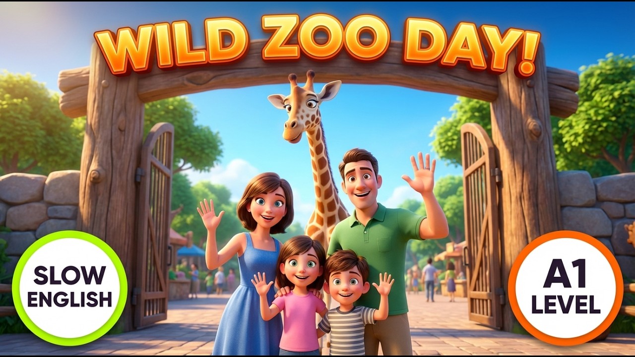 Tom and Emma's Wild Zoo Day! 🏃‍♂️ Learn Easy English A1 Level🎟️