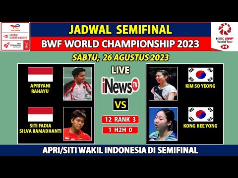 Jadwal Semifinal BWF World Championships 2023 Hari Ini Live INEWS TV ~ APRI/SITI Wakil Indonesia