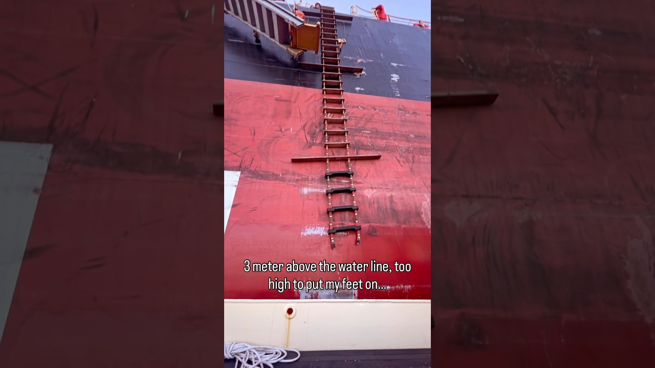 A combined arrangement of an accommodation ladder and a pilot ladder used for boarding vessels.